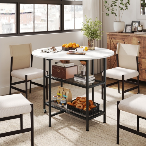 Gymax Round Outdoor Dining Table for 4 People 36 inch Acacia Wood Patio Table for Yard