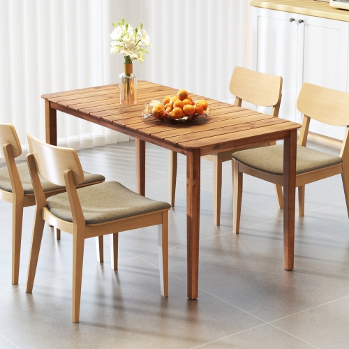 Gymax Rectangular Outdoor Dining Table 4-6 People Large Acacia Wood Patio Bistro Table