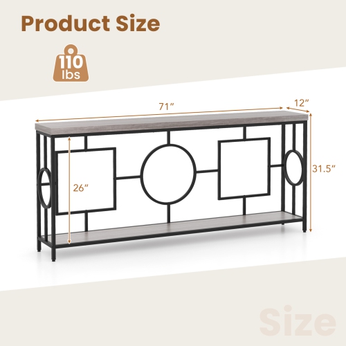 Gymax 2-Tier Mid-Century Modern Console Table 71'' Narrow Console Table for Entryway
