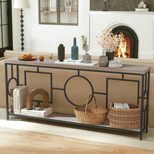 Gymax 2-Tier Mid-Century Modern Console Table 71'' Narrow Console Table for Entryway