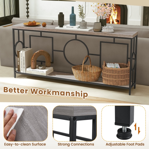 Gymax 2-Tier Mid-Century Modern Console Table 71'' Narrow Console Table for Entryway