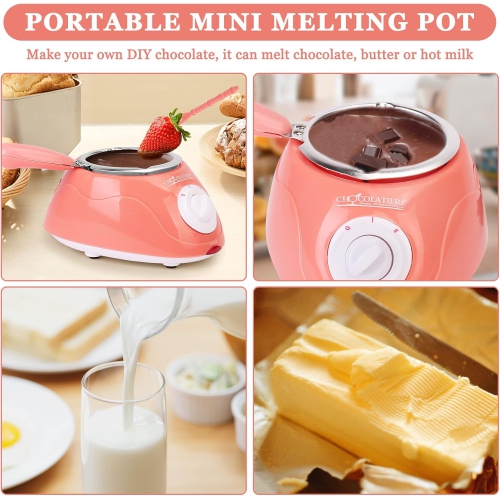 Set de fondue de chocolat 2 en 1 con olla extraíble, molde y accesorios de bricolaje, perfecto para fiestas infantiles y noches de postres.