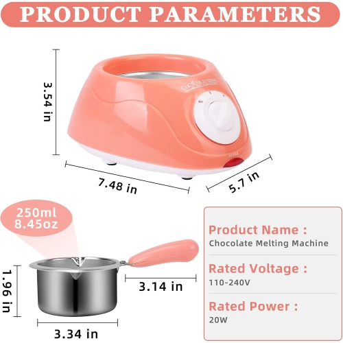 Set de fondue de chocolat 2 en 1 con olla extraíble, molde y accesorios de bricolaje, perfecto para fiestas infantiles y noches de postres.