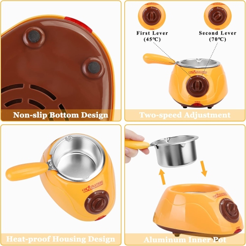 Set de fondue de chocolat 2 en 1 con olla extraíble, molde y accesorios de bricolaje, perfecto para fiestas infantiles y noches de postres.
