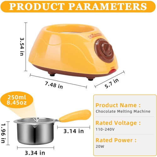 Set de fondue de chocolat 2 en 1 con olla extraíble, molde y accesorios de bricolaje, perfecto para fiestas infantiles y noches de postres.