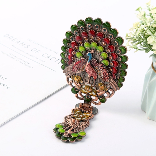 GREEN SCENIC  Vintage Handheld Mirror, Vanity Mirror, Antique Folding Peacock Travel Handheld Mirror, Adjustable Embossed Portable Handheld Mirror