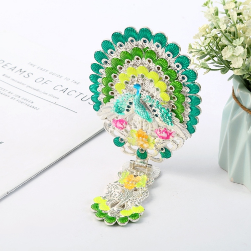 GREEN SCENIC  Vintage Handheld Mirror, Dressing Mirror, Antique Folding Peacock Travel Handheld Mirror, Adjustable Embossed Portable Handheld Mirror