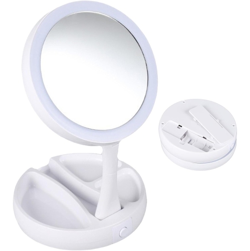 Desktop makeup mirror Folding makeup mirror | Folding makeup mirror Rechargeable makeup mirror with light 10x magnification makeup mirror