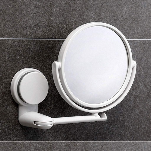 Household wall-mounted makeup mirror can be rotated and folded in the bathroom dormitory single-sided mirror without punching high-definition round
