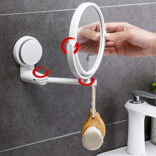 Household wall-mounted makeup mirror can be rotated and folded in the bathroom dormitory single-sided mirror without punching high-definition round