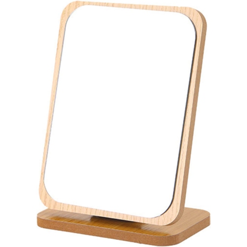 Miroir de maquillage de bureau miroir de maquillage pivotant sur 180 degrés bois naturel réglage multi-angle en bois miroir vertical grain de bois -
