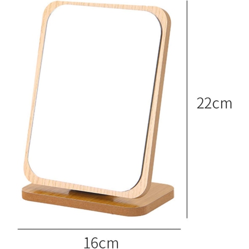 Desktop makeup mirror makeup mirror 180 degree rotation natural wood multi-angle adjustment wooden standing mirror wood grain - large