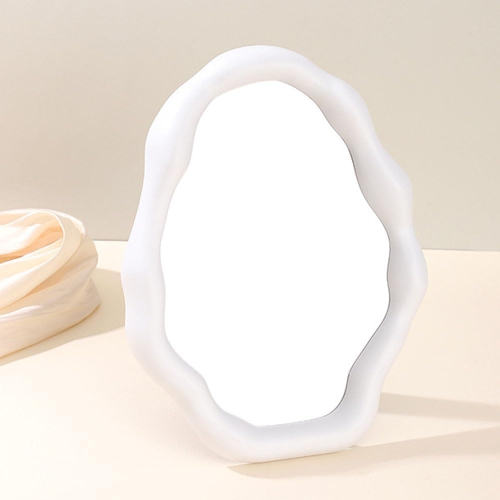 ins style irregular cloud makeup mirror, cream white special-shaped wall-mounted mirror-white