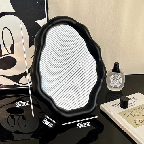 ins style irregular cloud makeup mirror, cream white special-shaped wall-mounted mirror-black