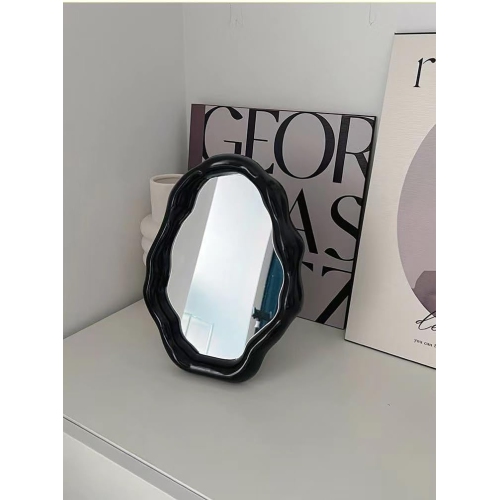 ins style irregular cloud makeup mirror, cream white special-shaped wall-mounted mirror-black