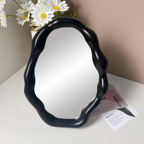 ins style irregular cloud makeup mirror, cream white special-shaped wall-mounted mirror-black