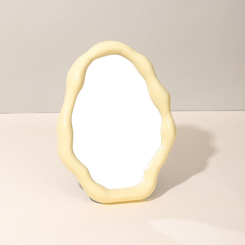 ins style irregular cloud makeup mirror, cream white special-shaped wall-mounted mirror-yellow