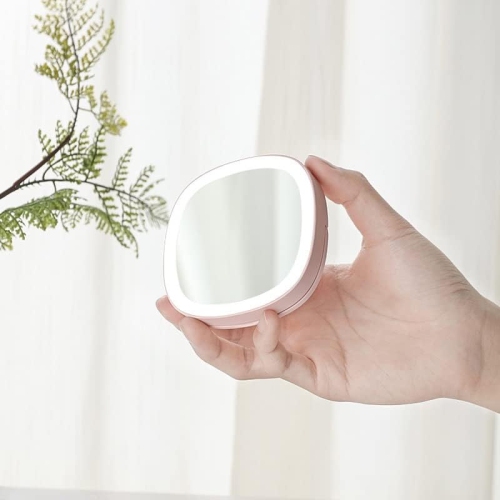 Portable Beauty Makeup Mirror USB Handheld Night Light Handheld Makeup Mirror-pink