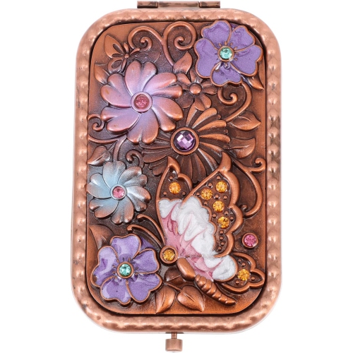 Metal mirror copper retro portable small mirror pocket folding double-sided female makeup mirror dressing