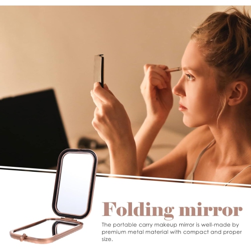 Metal mirror copper retro portable small mirror pocket folding double-sided female makeup mirror dressing