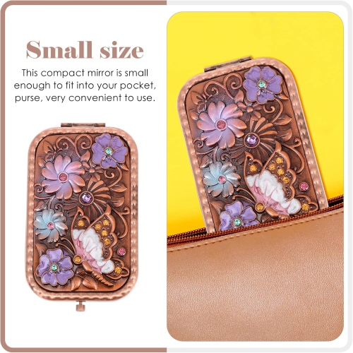 Metal mirror copper retro portable small mirror pocket folding double-sided female makeup mirror dressing
