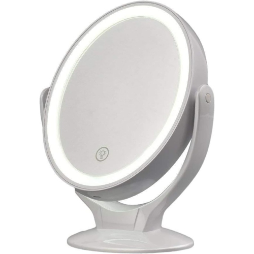 Miroir de maquillage de bureau LED Miroir de maquillage portatif rotatif multifonctionnel avec lumière - blanc