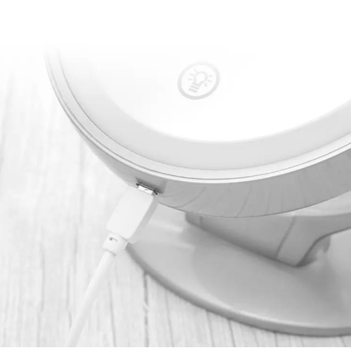 Miroir de maquillage de bureau LED Miroir de maquillage portatif rotatif multifonctionnel avec lumière - blanc