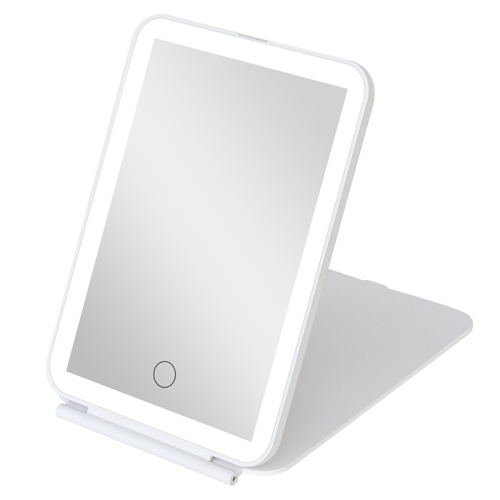 Miroir de maquillage de voyage rechargeable par USB, miroir de maquillage portatif à 3 couleurs, gradation progressive, angle réglable, blanc