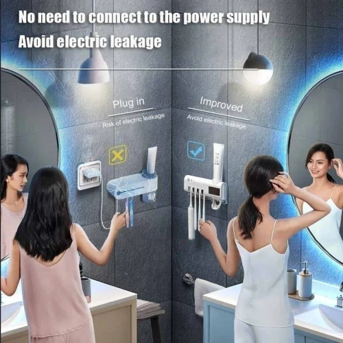 Solar Energy – Brosse à dents avec lumière UV Porte-brosses à dents Stérilisateur Distributeur automatique de dentifrice à épiler pour salle de bain