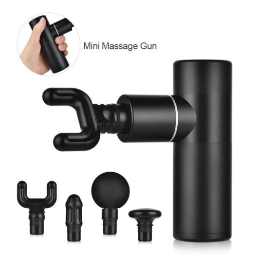 Mini Aluminum Massage Gun - Deep Tissue Percussion Massage for Athletes, 4 Heads & 4 Speeds, Pain Relief Gift for Men & Women