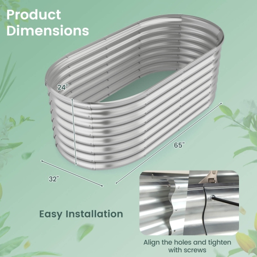 Trousse de jardinière surélevée 2 PCS de Costway – Boîtes de jardin surélevées pour l'extérieur, 65 x 32 x 24 po, gris/argenté