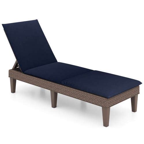 Chaise longue inclinable patio Costway, dossier réglable 3 positions, coussin bleu/gris/orange/rouge/blanc