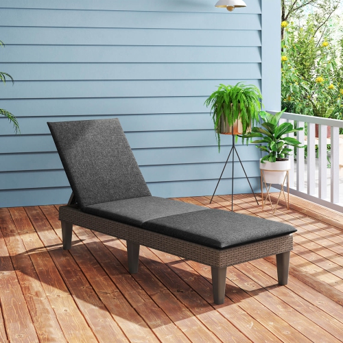 Chaise longue inclinable patio Costway, dossier réglable 3 positions, coussin bleu/gris/orange/rouge/blanc