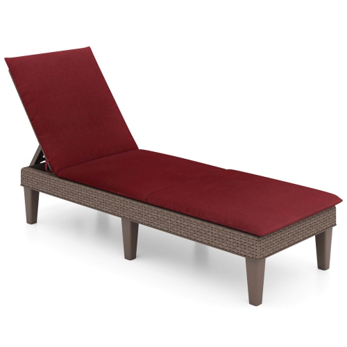 Chaise longue inclinable patio Costway, dossier réglable 3 positions, coussin bleu/gris/orange/rouge/blanc