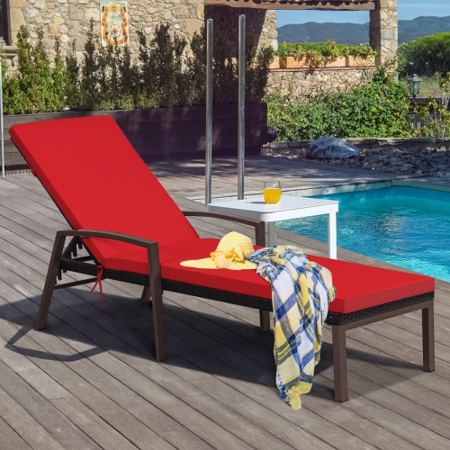 Ensemble de 2 chaises longues de patio inclinables en rotin de Costway