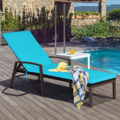 Ensemble de 2 chaises longues de patio inclinables en rotin de Costway