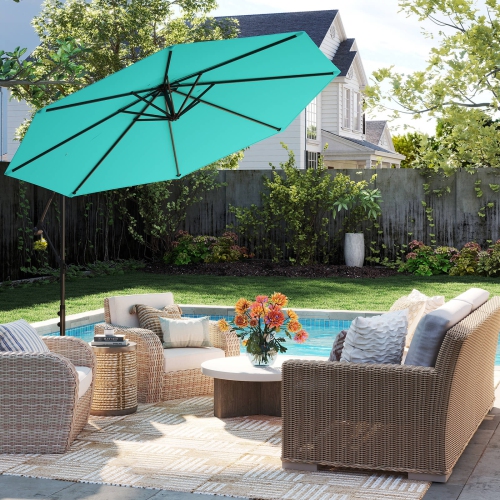 Costway 10 FT Patio Offset Umbrella w/8 Ribs Cross Base Tilt