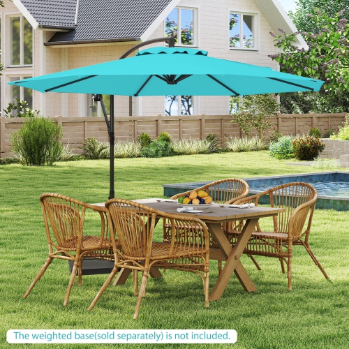 Costway 10 FT Patio Offset Umbrella w/8 Ribs Cross Base Tilt