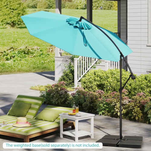 Costway 10 FT Patio Offset Umbrella w/8 Ribs Cross Base Tilt