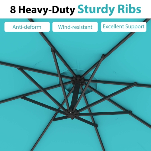 Costway 10 FT Patio Offset Umbrella w/8 Ribs Cross Base Tilt