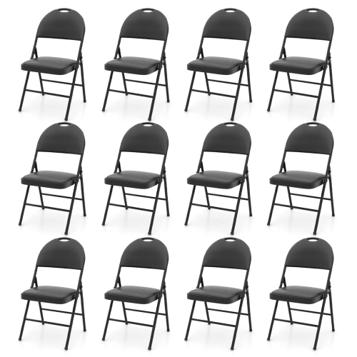 COSTWAY  2/4/8/10/12 PCs Folding Padded Party Chairs With Metal Frame Pvc Leather Stackable Chairs
