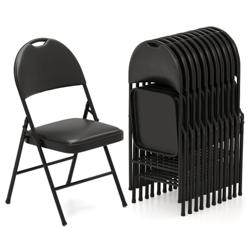 Costway 2/4/8/10/12 PCS Folding Padded Party Chairs with Metal Frame PVC Leather Stackable Chairs