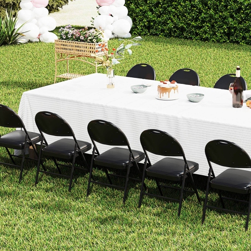 Costway 2/4/8/10/12 PCS Folding Padded Party Chairs with Metal Frame PVC Leather Stackable Chairs