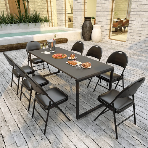 Costway 2/4/8/10/12 PCS Folding Padded Party Chairs with Metal Frame PVC Leather Stackable Chairs