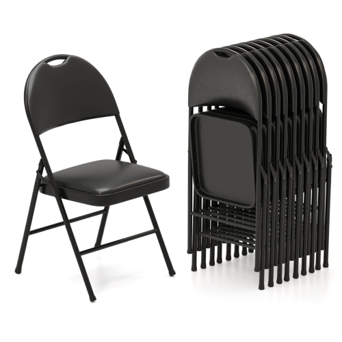 Costway 2/4/8/10/12 PCS Folding Padded Party Chairs with Metal Frame PVC Leather Stackable Chairs