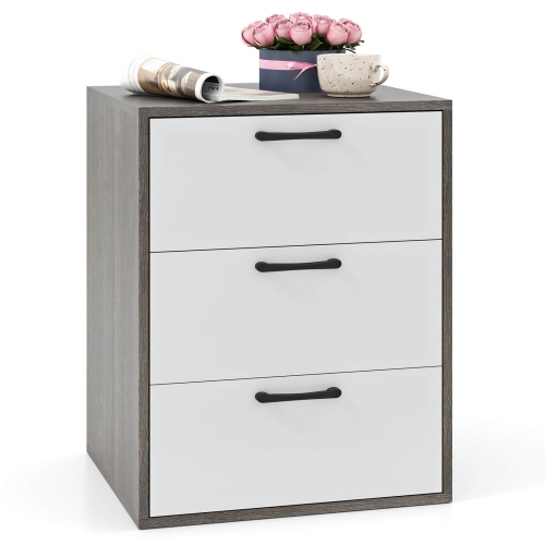 Costway 1/2 PCS 3 Drawer Dresser Chest of Drawer Storage Cabinet with Wide Storage Space Organizer