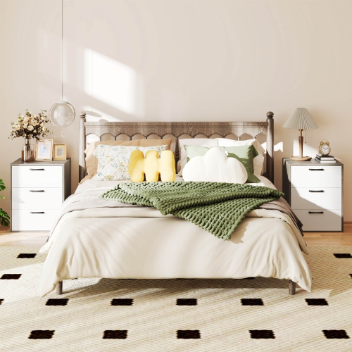 Costway 1/2 PCS 3 Drawer Dresser Chest of Drawer Storage Cabinet with Wide Storage Space Organizer