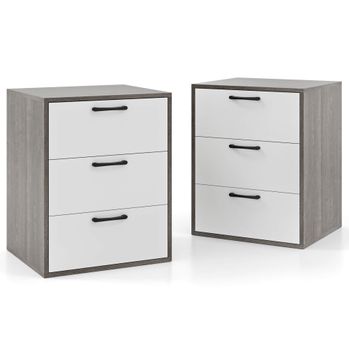 Costway 1/2 PCS 3 Drawer Dresser Chest of Drawer Storage Cabinet with Wide Storage Space Organizer