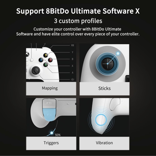 Open Box - 8BitDo Ultimate 3-Mode Controller, Hall Effect Joysticks, Wired Only for Xbox Series X|S & Xbox One, Compatibility with Apple, Windows