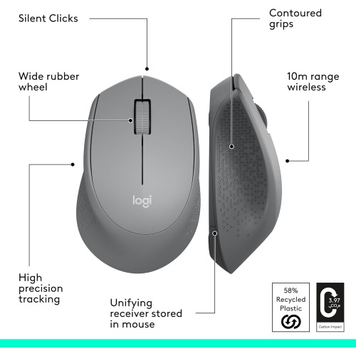 Remis à neuf Souris sans fil SILENCIEUSE M330 de Logitech, 2,4&nbsp;GHz avec récepteur USB, suivi optique, silencieuse et légère, longue autonomie,